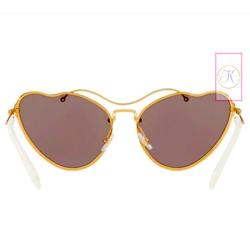 🎀Miu Miu MU55R 7OE GOLD HEART BUTTERFLY Authentic Sunglasses 🎀 Oversized 🎀 - Picture 2 of 6